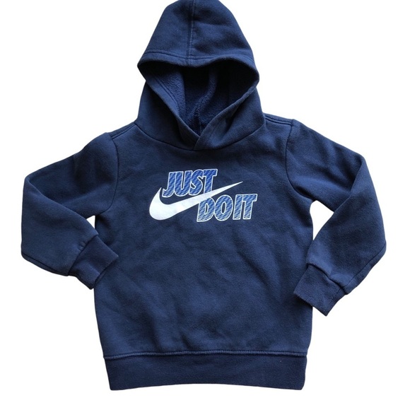 Nike Toddler Sweatshirt Hoodie Navy Blue White Swoosh 2T - Picture 1 of 6